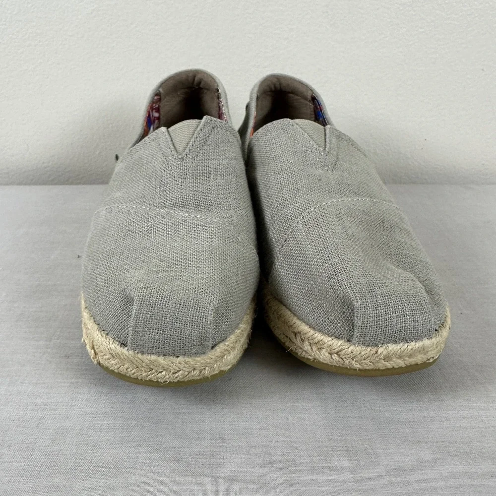Skechers BOBS Women's 7.5 Espadrille Platform Flats Grey Jute Wrap Boho